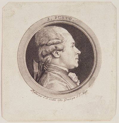 Portrait de Giovanni Punto (1746-1803) gravé par Simon Charles Miger (1736-1820) 1782 - Charles Nicolas II Cochin